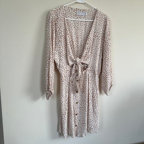 Faithfull The Brand Women MEDIUM Mini Dress Marigot Tie Front Azalea Floral Boho - Picture 7 of 12